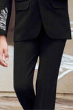 Classic White Shirt With Embroidered Black Blazer And Pant Set For Boys