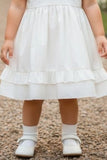 Girls White Floral Embroidered Fit And Flare Frock