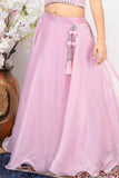 Pink Mirror Work With Embroidered Lehenga Choli Set For Girls
