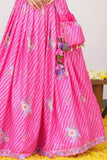 Elegant Pink & White Embroidered Ghagra Choli Set With Sling Potli Bag For Girls