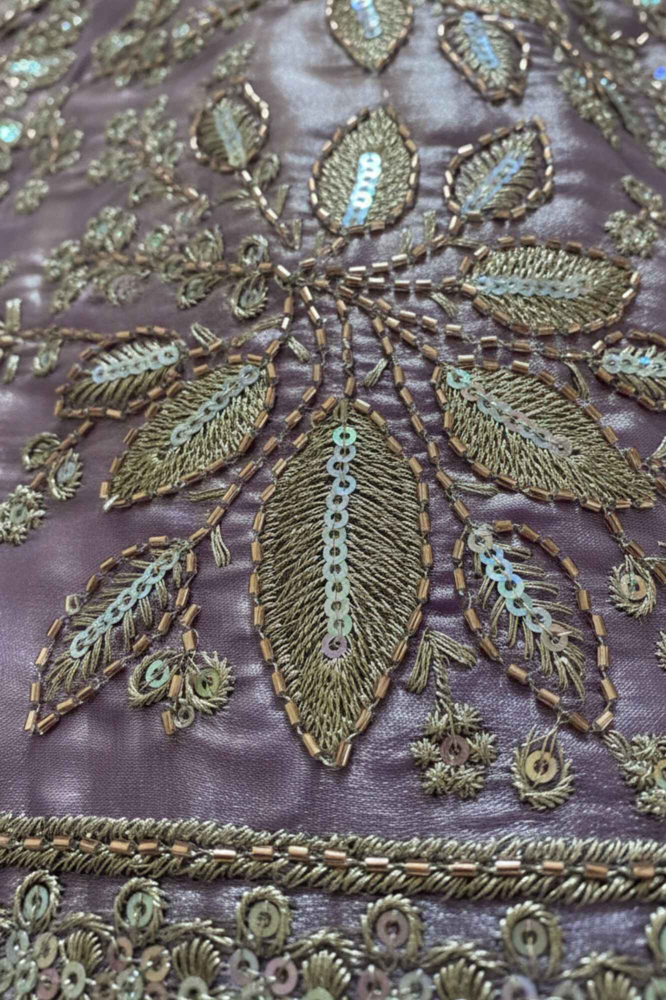 Royal Lavender Sequins Work With Thread Embroidery For Palazzo Set For Girls