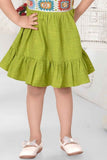 Elegant Green Frock With Crochet Embellished Frock For Girls