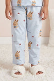 Girls Sky Blue Bunny Print Night Suit Set
