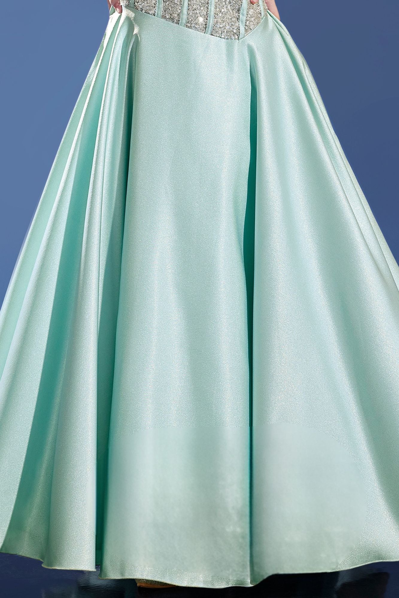 Sky Blue Sequin Embellished Gown For Girls