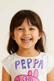 White Peppa Pig Printed T-Shirt For Girls