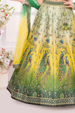Yellow & Green Ombre Lehenga Choli with Peacock Embroidery and Dupatta For Girls