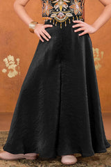 Black Embroidered Palazzo Set For Girls