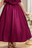 Wine Gown Embellished With Floral For GIrls