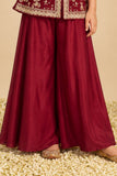 Girls Maroon Sequin Embroidered Palazzo Set with Dupatta
