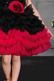 Red And Black Multilayered Partywear Frock For Girls