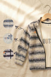 Grey And White Printed Zip-Up Jacket For Boys