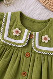 Girls Green Crochet Flower Sailor Collar Dress