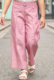 Elegant White Embroidered Shirt And Pink Wide-Leg Co-Ord Set for Girls