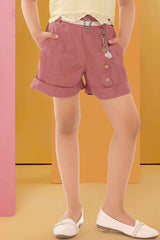 Stylish Cream Top With Shorts Set For Girls