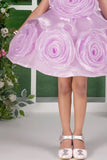 Blooming Princess Lilac Rosette Embellished Party Frock For Girls