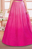 Elegant Pink Mirror Embroidered Lehenga Choli with Dupatta For Girls