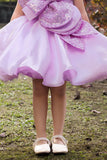 Lilac Statement Floral Party Wear Frock for Girls