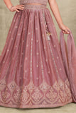 Girls Heavy Embroidered Dusty Pink Lehenga Choli Set With Dupatta