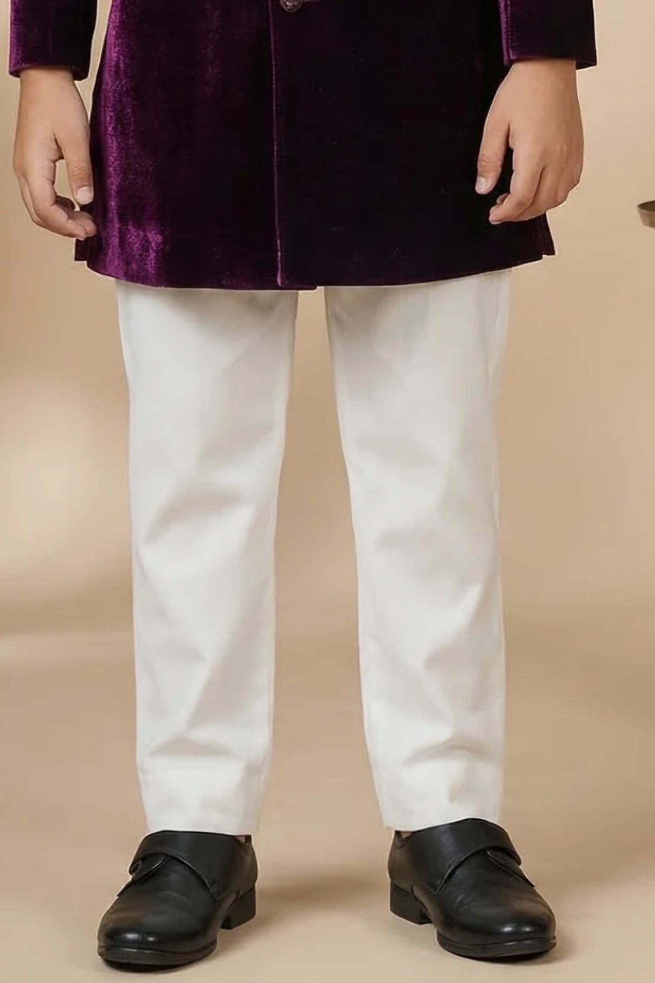Wine Sherwani Set with Tiger Embroidered Motif For Boys