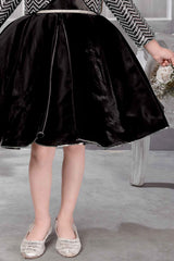 Stylish Black Frock With Sequins Overcoat For Girls