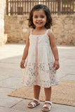 Cream Floral Strappy Dress for Girls