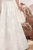 Cream Sequins Work And Thread Work Lehenga Choli For Girls