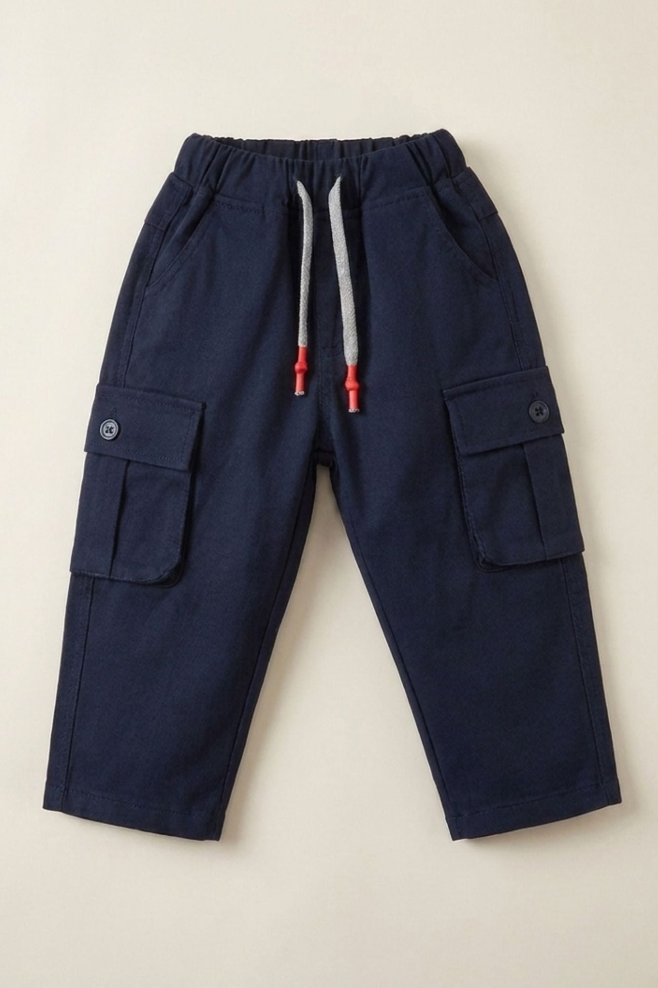 Blue Cargo Pants with Drawstring Waist