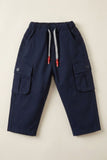 Blue Cargo Pants with Drawstring Waist