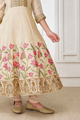 Ethnic Fawn Anarkali With Sequins And Embroidery Work For Girls