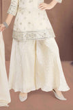 Elegant Cream Mirror Work Banarasi Palazzo Set For Girls