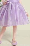 Purple Sleeveless Sequins Work And Floral Embellished Frock For Girls