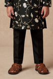 Boys Black Kurta Pajama Set with Floral Gota Patti And Sequin Work