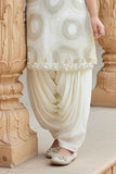 Ivory Gold Textured Kurti with Cream Patiala Set For Girls