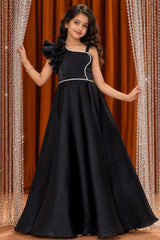 Black One-Shoulder Party Wear Gown For Girls