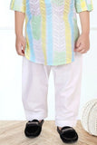 Blue And Yellow Thread Embroidery Kurta Set – Festive Ethnic Wear For Boys