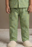 Green Tropical Print Night Suit Set For Boys