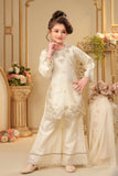 Cream Embroidered Palazzo Set with Dupatta for Girls