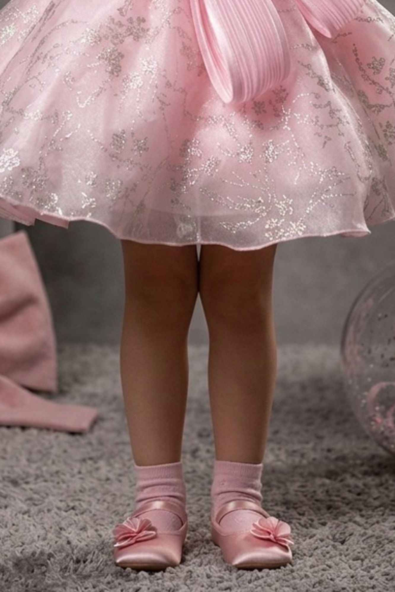 Girls Baby Pink 3D Floral Party Dress