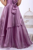 Designer Mauve Bow Embellished And Stone Work Party Wear Gown For Girls