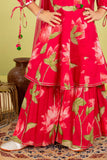 Girls Rani Pink Floral Print Sharara Set – Stylish Ethnic Wear