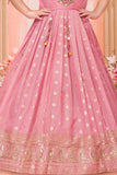 Rose Pink Embroidered Ethnic Gown For Girls