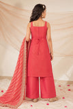 Rani Pink Zari Embroidered Festive Palazzo Set with Dupatta