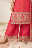 Rani Pink Zari Embroidered Festive Palazzo Set with Dupatta