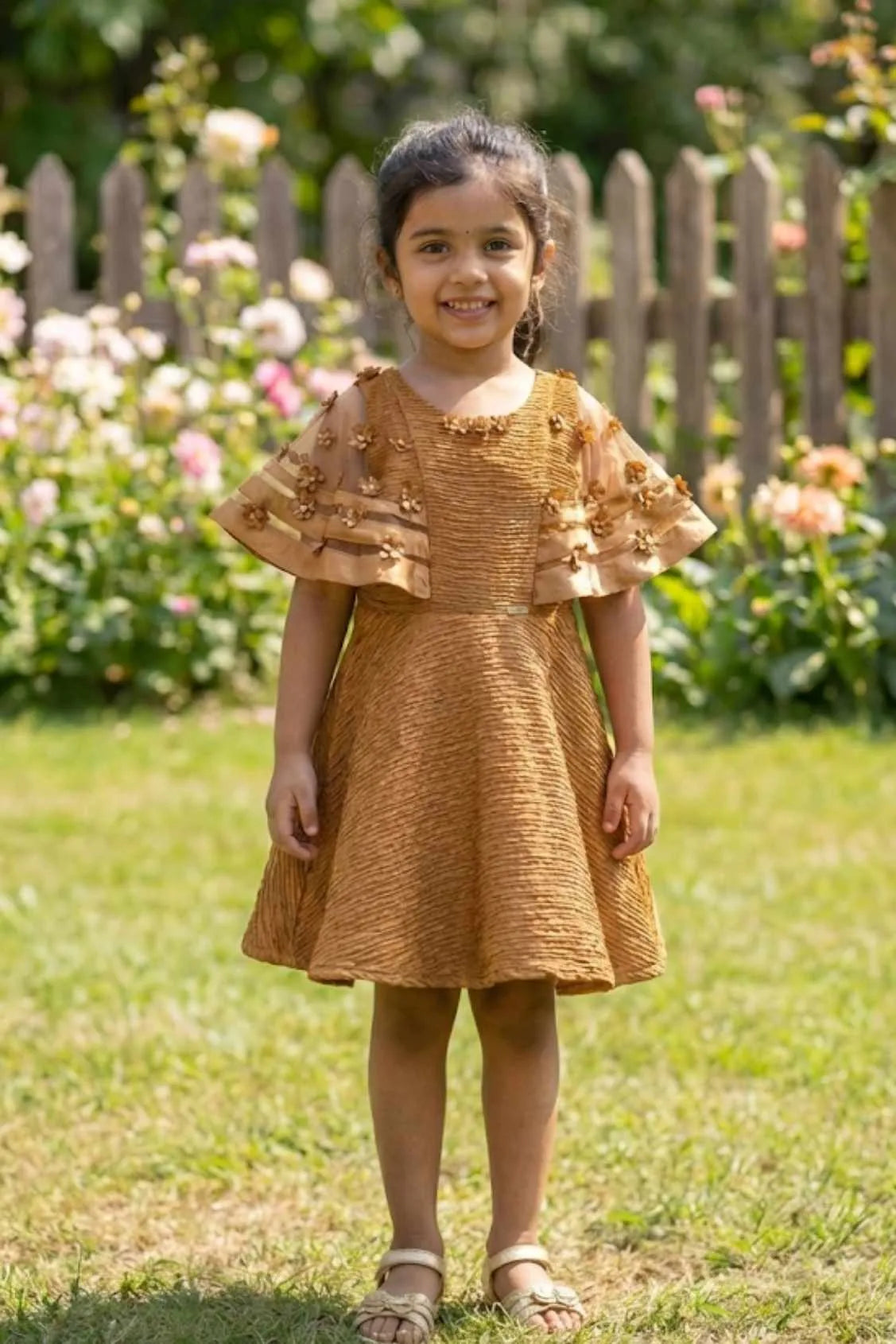 Copper Brown Frock For Girls