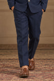 Navy Blue Jodhpuri Suit with Chain Brooch And Pocket Square For Boys