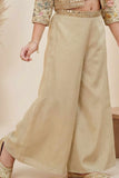 Cream Palazzo Set with Heavy Embroidered Jacket For Girls