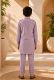 Mauve Pathani Set With Shirt Collar Design For Boys