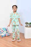 Soft & Stylish Mint Green Pineapple Printed Night Suit Set for Girls