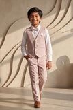 Boys Peach Waistcoat Suit Set with Bow Tie