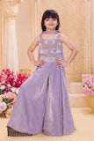 Lavender Embroidered Palazzo Set For Girls